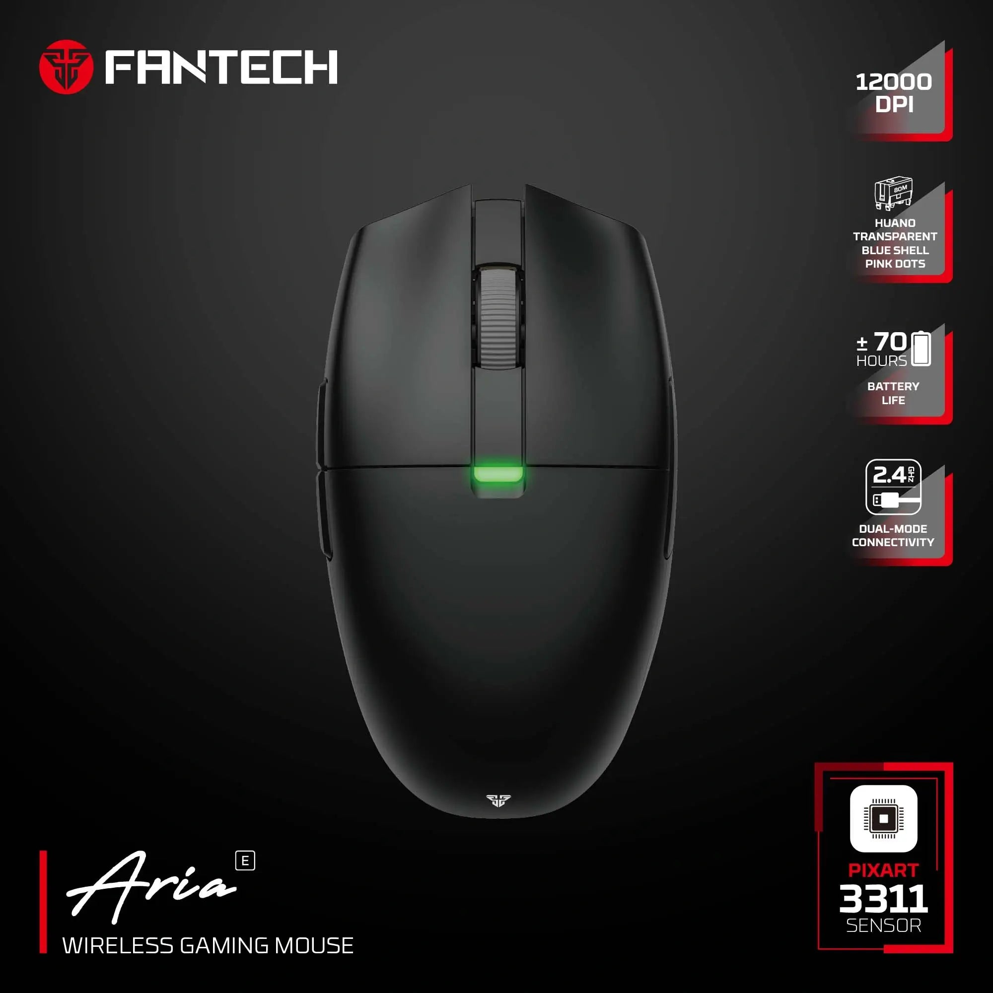 FANTECH ARIA XD7E WIRELESS GAMING MOUSE Black - White FANTECH ARIA XD7E WIRELESS GAMING MOUSE Black - White